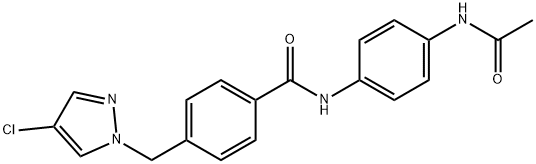 N-[4-(acetylamino)phenyl]-4-[(4-chloro-1H-pyrazol-1-yl)methyl]benzamide Struktur