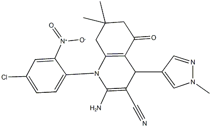 514817-11-9 2-amino-1-{4-chloro-2-nitrophenyl}-7,7-dimethyl-4-(1-methyl-1H-pyrazol-4-yl)-5-oxo-1,4,5,6,7,8-hexahydroquinoline-3-carbonitrile