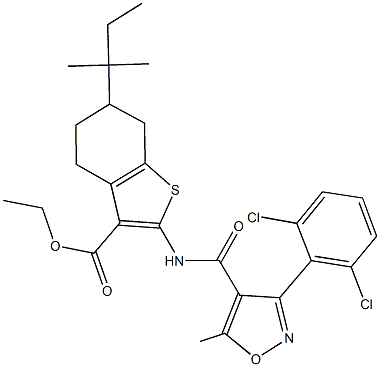 514817-91-5 ethyl 2-({[3-(2,6-dichlorophenyl)-5-methylisoxazol-4-yl]carbonyl}amino)-6-tert-pentyl-4,5,6,7-tetrahydro-1-benzothiophene-3-carboxylate