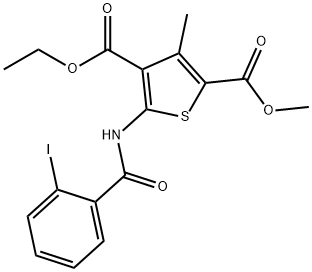 4-ethyl 2-methyl 5-[(2-iodobenzoyl)amino]-3-methyl-2,4-thiophenedicarboxylate,514818-43-0,结构式