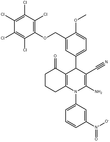 514818-72-5 2-amino-1-{3-nitrophenyl}-4-{4-methoxy-3-[(2,3,4,5,6-pentachlorophenoxy)methyl]phenyl}-5-oxo-1,4,5,6,7,8-hexahydroquinoline-3-carbonitrile