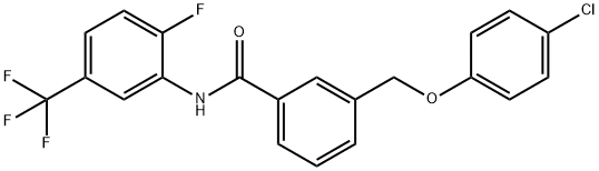 3-[(4-chlorophenoxy)methyl]-N-[2-fluoro-5-(trifluoromethyl)phenyl]benzamide Struktur