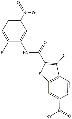 3-chloro-N-{2-fluoro-5-nitrophenyl}-6-nitro-1-benzothiophene-2-carboxamide Struktur