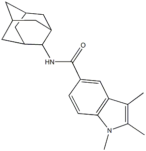 N-(2-adamantyl)-1,2,3-trimethyl-1H-indole-5-carboxamide Struktur