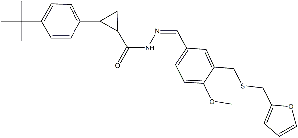 2-(4-tert-butylphenyl)-N'-(3-{[(2-furylmethyl)sulfanyl]methyl}-4-methoxybenzylidene)cyclopropanecarbohydrazide Structure