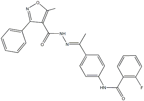 2-fluoro-N-(4-{N-[(5-methyl-3-phenyl-4-isoxazolyl)carbonyl]ethanehydrazonoyl}phenyl)benzamide Structure