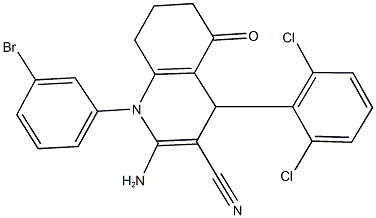 2-amino-1-(3-bromophenyl)-4-(2,6-dichlorophenyl)-5-oxo-1,4,5,6,7,8-hexahydro-3-quinolinecarbonitrile Structure
