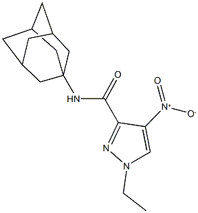 N-(1-adamantyl)-1-ethyl-4-nitro-1H-pyrazole-3-carboxamide Struktur