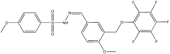 4-methoxy-N'-{4-methoxy-3-[(2,3,4,5,6-pentafluorophenoxy)methyl]benzylidene}benzenesulfonohydrazide Struktur