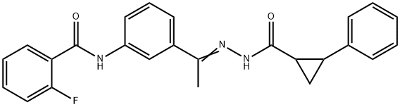 2-fluoro-N-(3-{N-[(2-phenylcyclopropyl)carbonyl]ethanehydrazonoyl}phenyl)benzamide Structure