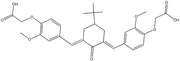 [4-({5-tert-butyl-3-[4-(carboxymethoxy)-3-methoxybenzylidene]-2-oxocyclohexylidene}methyl)-2-methoxyphenoxy]acetic acid Struktur