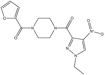 1-({1-ethyl-4-nitro-1H-pyrazol-3-yl}carbonyl)-4-(2-furoyl)piperazine Struktur