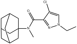 N-(1-adamantyl)-4-chloro-1-ethyl-N-methyl-1H-pyrazole-3-carboxamide Struktur