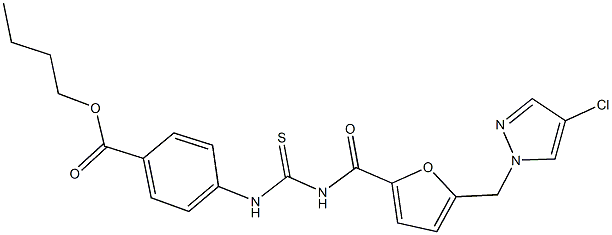 butyl 4-{[({5-[(4-chloro-1H-pyrazol-1-yl)methyl]-2-furoyl}amino)carbothioyl]amino}benzoate Structure