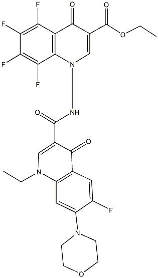 ethyl 1-({[1-ethyl-6-fluoro-7-(4-morpholinyl)-4-oxo-1,4-dihydro-3-quinolinyl]carbonyl}amino)-5,6,7,8-tetrafluoro-4-oxo-1,4-dihydro-3-quinolinecarboxylate Structure