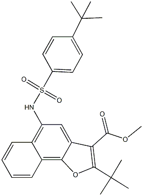 methyl 2-tert-butyl-5-{[(4-tert-butylphenyl)sulfonyl]amino}naphtho[1,2-b]furan-3-carboxylate Structure
