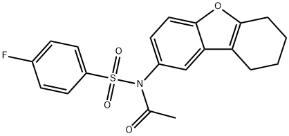 N-acetyl-4-fluoro-N-(6,7,8,9-tetrahydrodibenzo[b,d]furan-2-yl)benzenesulfonamide 结构式
