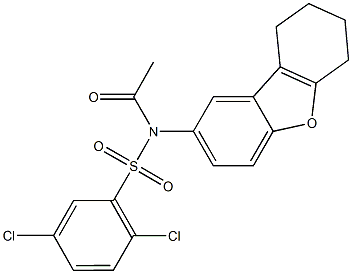 N-acetyl-2,5-dichloro-N-(6,7,8,9-tetrahydrodibenzo[b,d]furan-2-yl)benzenesulfonamide Structure