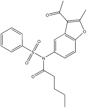 N-(3-acetyl-2-methyl-1-benzofuran-5-yl)-N-pentanoylbenzenesulfonamide Struktur