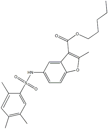 pentyl 2-methyl-5-{[(2,4,5-trimethylphenyl)sulfonyl]amino}-1-benzofuran-3-carboxylate Struktur