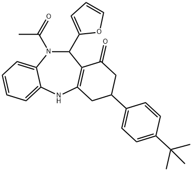 523992-48-5 10-acetyl-3-(4-tert-butylphenyl)-11-(2-furyl)-2,3,4,5,10,11-hexahydro-1H-dibenzo[b,e][1,4]diazepin-1-one