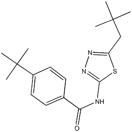 4-tert-butyl-N-(5-neopentyl-1,3,4-thiadiazol-2-yl)benzamide 化学構造式