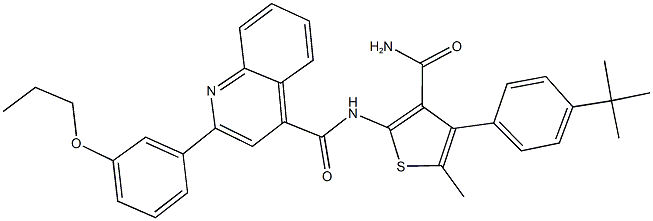 N-[3-(aminocarbonyl)-4-(4-tert-butylphenyl)-5-methyl-2-thienyl]-2-(3-propoxyphenyl)-4-quinolinecarboxamide Struktur