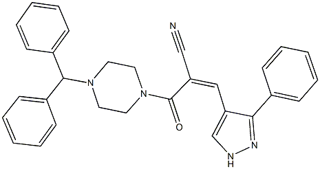 2-[(4-benzhydryl-1-piperazinyl)carbonyl]-3-(3-phenyl-1H-pyrazol-4-yl)acrylonitrile Structure