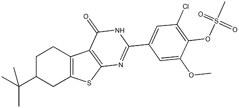 4-(7-tert-butyl-4-oxo-3,4,5,6,7,8-hexahydro[1]benzothieno[2,3-d]pyrimidin-2-yl)-2-chloro-6-methoxyphenyl methanesulfonate Struktur