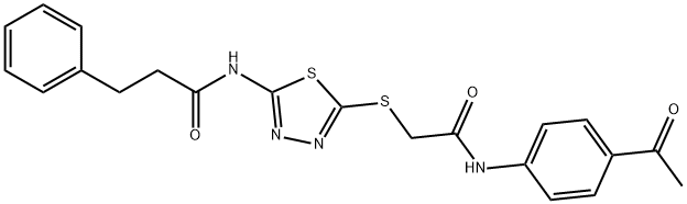 N-(5-{[2-(4-acetylanilino)-2-oxoethyl]sulfanyl}-1,3,4-thiadiazol-2-yl)-3-phenylpropanamide Struktur