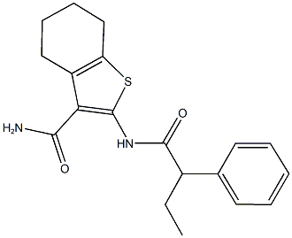 2-[(2-phenylbutanoyl)amino]-4,5,6,7-tetrahydro-1-benzothiophene-3-carboxamide Struktur