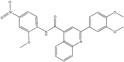2-(3,4-dimethoxyphenyl)-N-{4-nitro-2-methoxyphenyl}-4-quinolinecarboxamide,545438-39-9,结构式