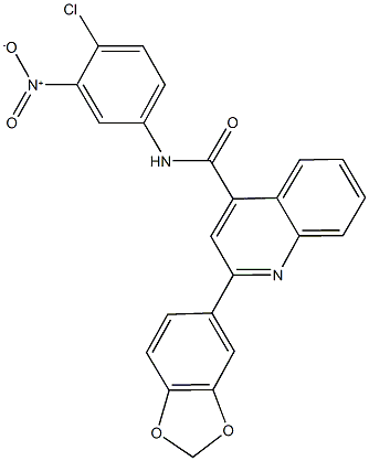 2-(1,3-benzodioxol-5-yl)-N-{4-chloro-3-nitrophenyl}-4-quinolinecarboxamide Struktur