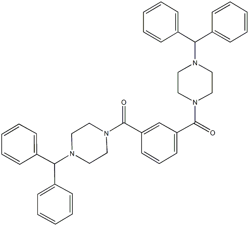 1-benzhydryl-4-{3-[(4-benzhydryl-1-piperazinyl)carbonyl]benzoyl}piperazine Struktur