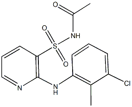N-acetyl-2-(3-chloro-2-methylanilino)-3-pyridinesulfonamide Struktur