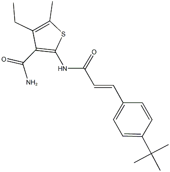 2-{[3-(4-tert-butylphenyl)acryloyl]amino}-4-ethyl-5-methyl-3-thiophenecarboxamide Struktur