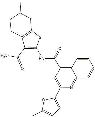 N-[3-(aminocarbonyl)-6-methyl-4,5,6,7-tetrahydro-1-benzothien-2-yl]-2-(5-methyl-2-furyl)-4-quinolinecarboxamide Structure