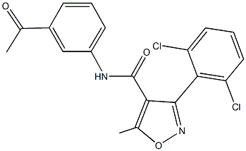 N-(3-acetylphenyl)-3-(2,6-dichlorophenyl)-5-methyl-4-isoxazolecarboxamide Struktur