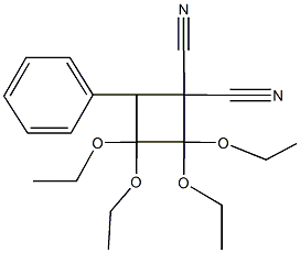 2,2,3,3-tetraethoxy-4-phenyl-1,1-cyclobutanedicarbonitrile Struktur