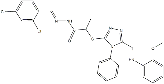 N'-(2,4-dichlorobenzylidene)-2-({5-[(2-methoxyanilino)methyl]-4-phenyl-4H-1,2,4-triazol-3-yl}sulfanyl)propanohydrazide,570418-47-2,结构式