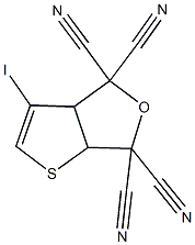 3-iodo-3a,6a-dihydrothieno[2,3-c]furan-4,4,6,6-tetracarbonitrile 结构式