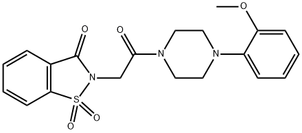 2-{2-[4-(2-methoxyphenyl)-1-piperazinyl]-2-oxoethyl}-1,2-benzisothiazol-3(2H)-one 1,1-dioxide Struktur