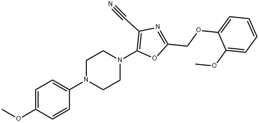 2-[(2-methoxyphenoxy)methyl]-5-[4-(4-methoxyphenyl)-1-piperazinyl]-1,3-oxazole-4-carbonitrile,578700-32-0,结构式