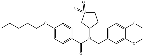 N-(3,4-dimethoxybenzyl)-N-(1,1-dioxidotetrahydro-3-thienyl)-4-(pentyloxy)benzamide 结构式