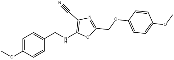 5-[(4-methoxybenzyl)amino]-2-[(4-methoxyphenoxy)methyl]-1,3-oxazole-4-carbonitrile,578747-20-3,结构式