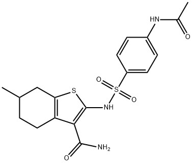 2-({[4-(acetylamino)phenyl]sulfonyl}amino)-6-methyl-4,5,6,7-tetrahydro-1-benzothiophene-3-carboxamide Structure