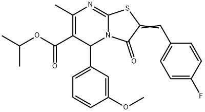 isopropyl 2-(4-fluorobenzylidene)-5-(3-methoxyphenyl)-7-methyl-3-oxo-2,3-dihydro-5H-[1,3]thiazolo[3,2-a]pyrimidine-6-carboxylate,590397-23-2,结构式