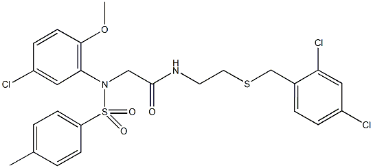 2-{5-chloro-2-methoxy[(4-methylphenyl)sulfonyl]anilino}-N-{2-[(2,4-dichlorobenzyl)sulfanyl]ethyl}acetamide Struktur