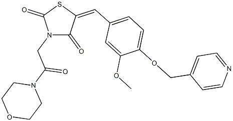 5-[3-methoxy-4-(4-pyridinylmethoxy)benzylidene]-3-[2-(4-morpholinyl)-2-oxoethyl]-1,3-thiazolidine-2,4-dione Struktur
