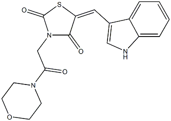 5-(1H-indol-3-ylmethylene)-3-[2-(4-morpholinyl)-2-oxoethyl]-1,3-thiazolidine-2,4-dione Structure